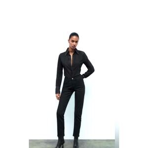 NWT Zara The Slim Full Length Black Jeans Minimalist Preppy US 8 / EU 40 Emo